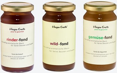 Probierpaket 2: Rinder,- Wild- und Gemüsefond je 1 Glas à 200 ml