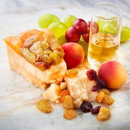 Italienischer Käse mit Früchten & Moscato 250 g - 12 Monate gereift, aus Schaf- & Kuhmilch, handgefertigt, dekorativ, al...