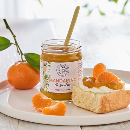 Mandarinen-Fruchtaufstrich 180 g - 70 % Fruchtanteil, handwerklich hergestellt in Sizilien, ideal zu Brot, Gebäck & Dess...