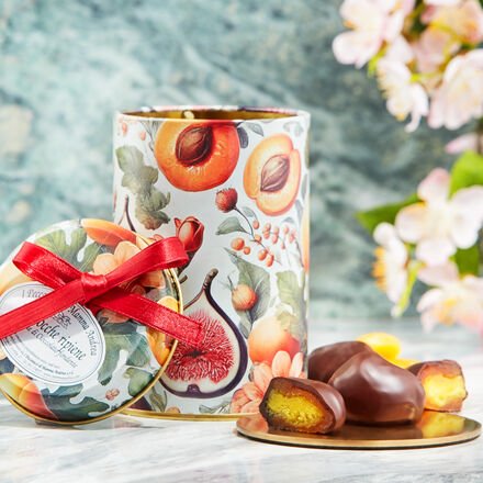 Gefüllte Aprikosen in Zartbitterschokolade 180 g - Handgefertigt, italienische Spezialität, mit Mandeln & Likör, süßes G...