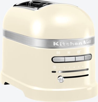 KitchenAid 2-Scheiben-Toaster - Creme, stufenloser Regler, elektronischer Sensor, Auftaufunktion, Sandwichzange, Krümels...