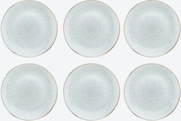 6er Set Dessertteller Ornament grün