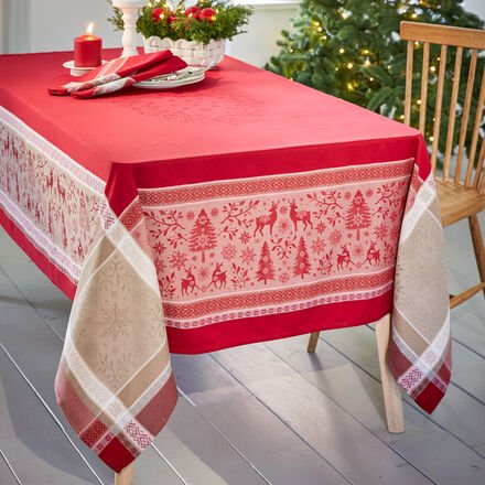 Tischwäsche Winterwald, Tischdecke, 160 x 350 cm, Rot