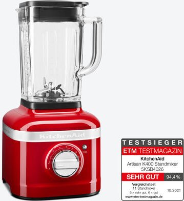 KitchenAid Hochleistungs-Standmixer - Liebesapfel-Rot, 1,5 PS, 600-16.000 U/min, 1,4 l Behälter, Edelstahlmesser, 3 Prog...