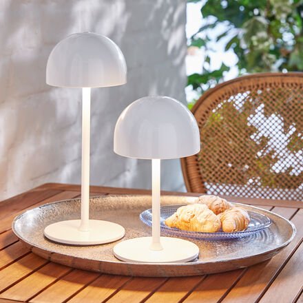 Kabellose LED-Tischlampe - Ø 11,5 x 30 cm hoch, USB-Aufladbar, 3 dimmbare Leuchtstärken, Leuchtdauer bis 36 Stunden, Met...