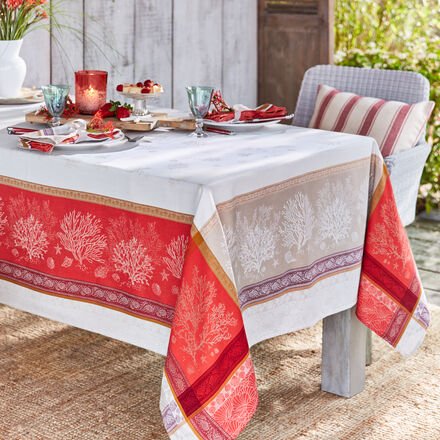 Tischdecke Ozean, rot, 160 x 250 cm, mit Beschichtung