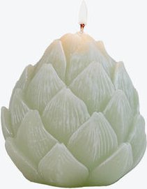 Artischocken-Kerze klein - Grün, Ø/ ca. 12,6/12 cm, Gewicht ca. 710 g, pflanzliches und mineralisches Wachs, Docht, Bren...