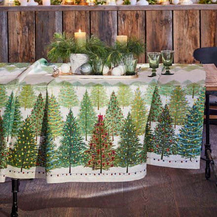 Tischdecke Weihnachtsbäume, 170 x 270 cm
