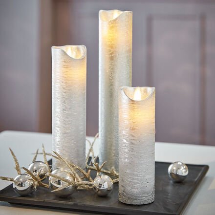 LED Kerze, mittel, silber