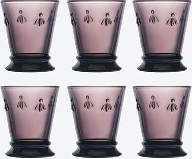6er Set Wassergläser Bienen, Violett, 10 cm hoch, 270 ml