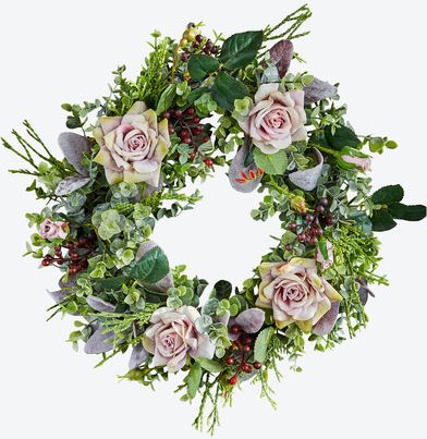 Blütenkranz Rosen und Eukalyptus, Ø 35 cm