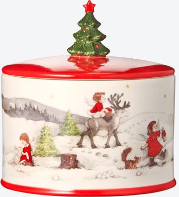 Gebäckdose mit Tannenbaum-Knauf, Ø 15 x 14,5 cm hoch