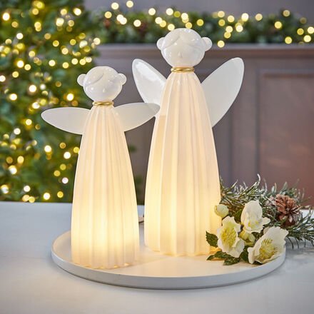 2er-Set LED Engel, weiß, klein + groß