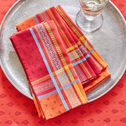 4er-Set Servietten Roter Sommer, 45 x 45 cm