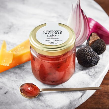 Zwiebel-Chutney mit Trüffel 100 g - Süß-sauer & fein-würzig, Sommertrüffel, ideal zu Käse, Fleisch, Salami, handgefertig...