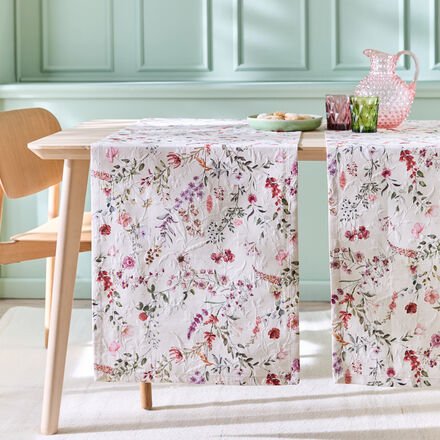 Sander Tischläufer 50/140 cm - Matelassé-Gewebe, floraler Digitaldruck, 100 % Baumwolle, pflegeleicht, langlebig, maschi...