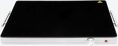 XXL-Warmhalteplatte - 60 x 43,5 x 6 cm, Heizfläche 54 x 41 cm, bis 110 °C, 230V, 400W, Isoliergriffe, Edelstahl, satinie...