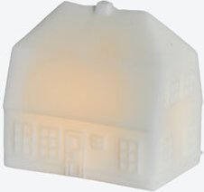 LED-Weihnachtshaus - Wachs, Weiß, LEDs innen, B/T/H 12/7/11 cm, Timer, Batteriebetrieb (2?×?AA, nicht enthalten)