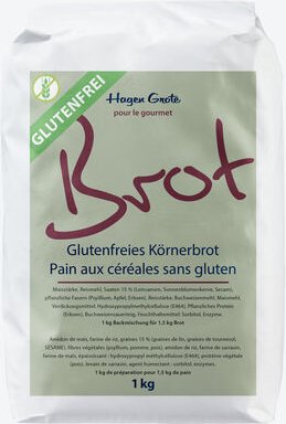 Hagen Grote Körnerbrot-Backmischung glutenfrei 2x 1 kg - kernig & saftig, für 1,5 kg Brot, einfache Zubereitung, rustika...