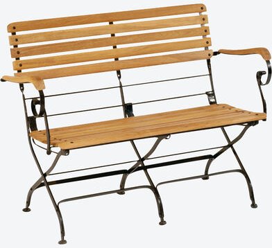 Teak/Eisen Gartenbank, 2 Sitzer klappbar, 114 x 54 x 85 cm (B/T/H) ,24kg