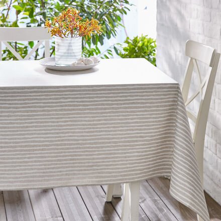 Tischdecke mit Streifenmuster ø 150 cm - Flüssigkeits- & Fleckschutz, dauerhafte Beschichtung, abwischbar, Baumwoll-Mix,...