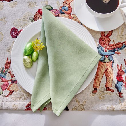 Servietten lindgrün - 4er-Set, 40 x 40 cm, 70 % Polyester, 30 % Baumwolle, formstabil, Maschinenwäsche 30 °C