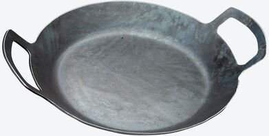 Eisenpfanne Ø 32 cm handgeschmiedet - schnelle Hitzeübertragung, Patina-Antihaft, für alle Herdarten, einteilig gefertig...
