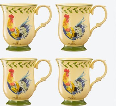 4 Kaffeebecher Hahn, Ø 10,2, 12,5 cm hoch, Inhalt 300 ml