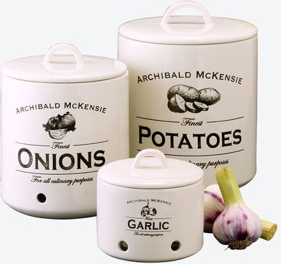 Vorratstopf 3tlg.-Set: Kartoffel, Zwiebel, Knoblauch