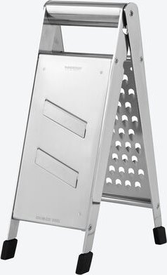 Klappreibe Edelstahl - ultrascharfe Laser-Cut-Klingen, 2-seitig, für Käse, Gemüse & Obst, rutschfest, platzsparend klapp...