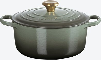 Le Creuset Gusseisen-Bräter rund 4,2 l - für alle Herdarten inkl. Induktion, spülmaschinenfest, 32,5 x 24 x 16,5 cm, kra...