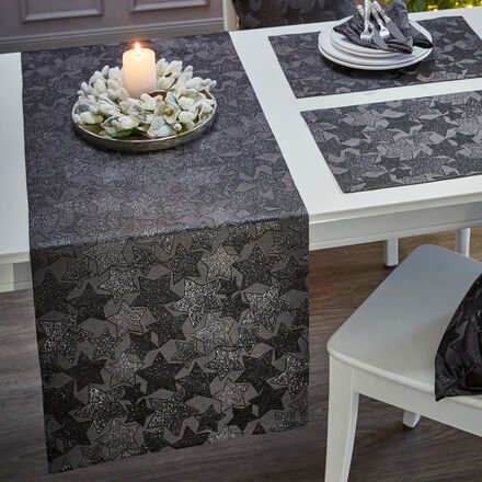 Tischläufer Sternennacht, schwarz, 50 x 140 cm