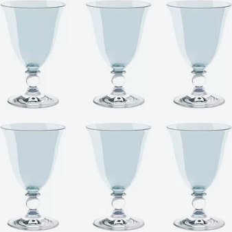 6er-Set Kristallglas Kelche, klein, blau, 14 cm hoch, 190 ml