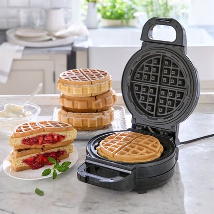 Waffeleisen für gefüllte Waffeln Ø 18 cm - Tiefe Spezialplatten, Antihaftbeschichtung, einfache Handhabung, auch für kla...