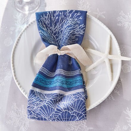 4er-Set Servietten Ozean, blau, 50 x 50 cm, ohne Beschichtung