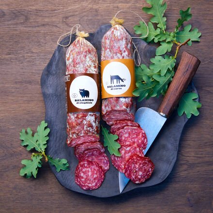 Hirsch-Salami, ca. 450 g, rein natürliche, regionale Zutaten, MHD bis zum 08.09.2025