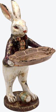 Nostalgische Hasenfigur mit Tablett, Polyresin, 17 x 14 x 30 cm