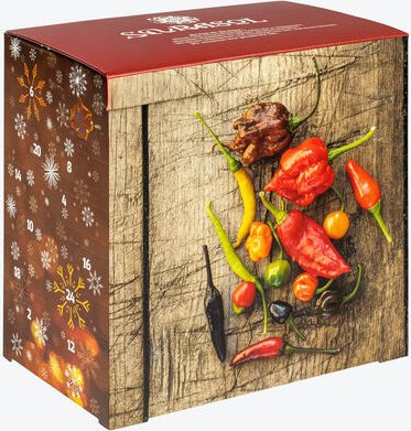 Corasol Chili-Adventskalender 131 g - 24 Tütchen, Pulver, Flocken & Schoten, scharfe Sorten aus aller Welt, Geschenk für...
