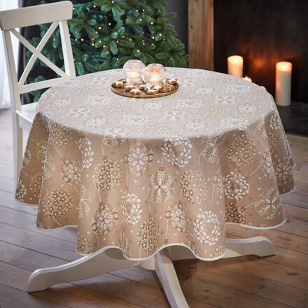 Tischdecke Christbaumkugeln, Ø 160 cm, gold