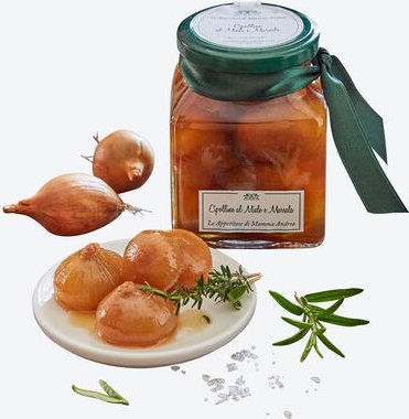 Eingelegte Zwiebeln 300 g - mit Honig & Marsala, süß, würzig & mild, eingelegt in Olivenöl, handgemacht in Sizilien, Ant...