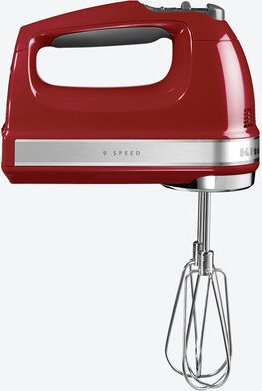 KitchenAid Handmixer - Rot, mit 16 Drähten, Mixstab und Zubehörtasche, 9 Geschwindigkeitsstufen, 230-1.300 U/min, spritz...