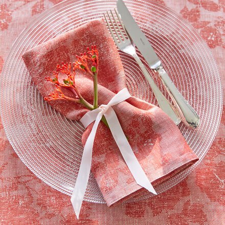 4er-Set Servietten geblümtes Leinen, 52 x 52 cm, ohne Beschichtung