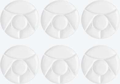 Fondueteller - 6 Stück, Porzellan, Ø 23,5 cm, bis 300 °C, schnittresistent, stoßkantenfest, Gastronomiequalität, mikrowe...