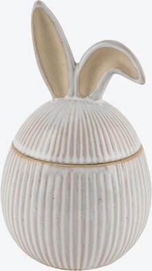 Dose Ei, Keramik Weiß-Beige, Ø 12 x 12 x 21 cm hoch