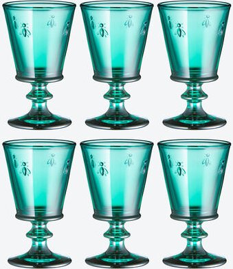 6er Set Weingläser Bienen, Türkis, 14 cm hoch, 240 ml
