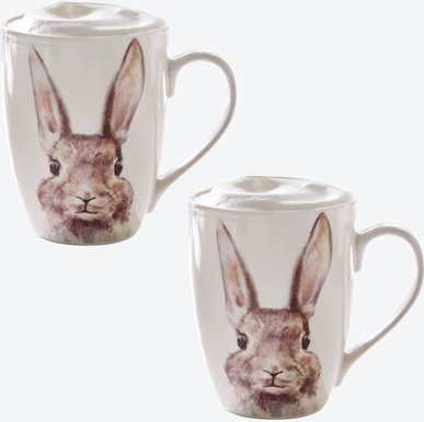 2er Set Hasenbecher, 12 x 10 x 8 cm