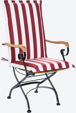 Stuhlauflage gestreift für Hochlehner, 120 x 50 x 6 cm, Farbe: Bordeaux/Weiß