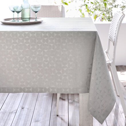 Tischdecke Grau 90/90 cm - fleckgeschützt, robust, bügelleicht, jacquardgewebt, Couvertsaum, 270 g/m², Polyester, 60 °C ...