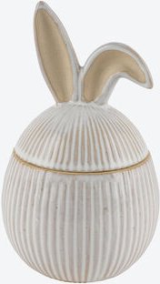 Dose Ei, Keramik Weiß-Beige, Ø 10 x 10 x 16 cm hoch