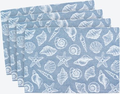 Jacquard Tischset Muschel, Blau, 35 x 50 cm, 4 Stück